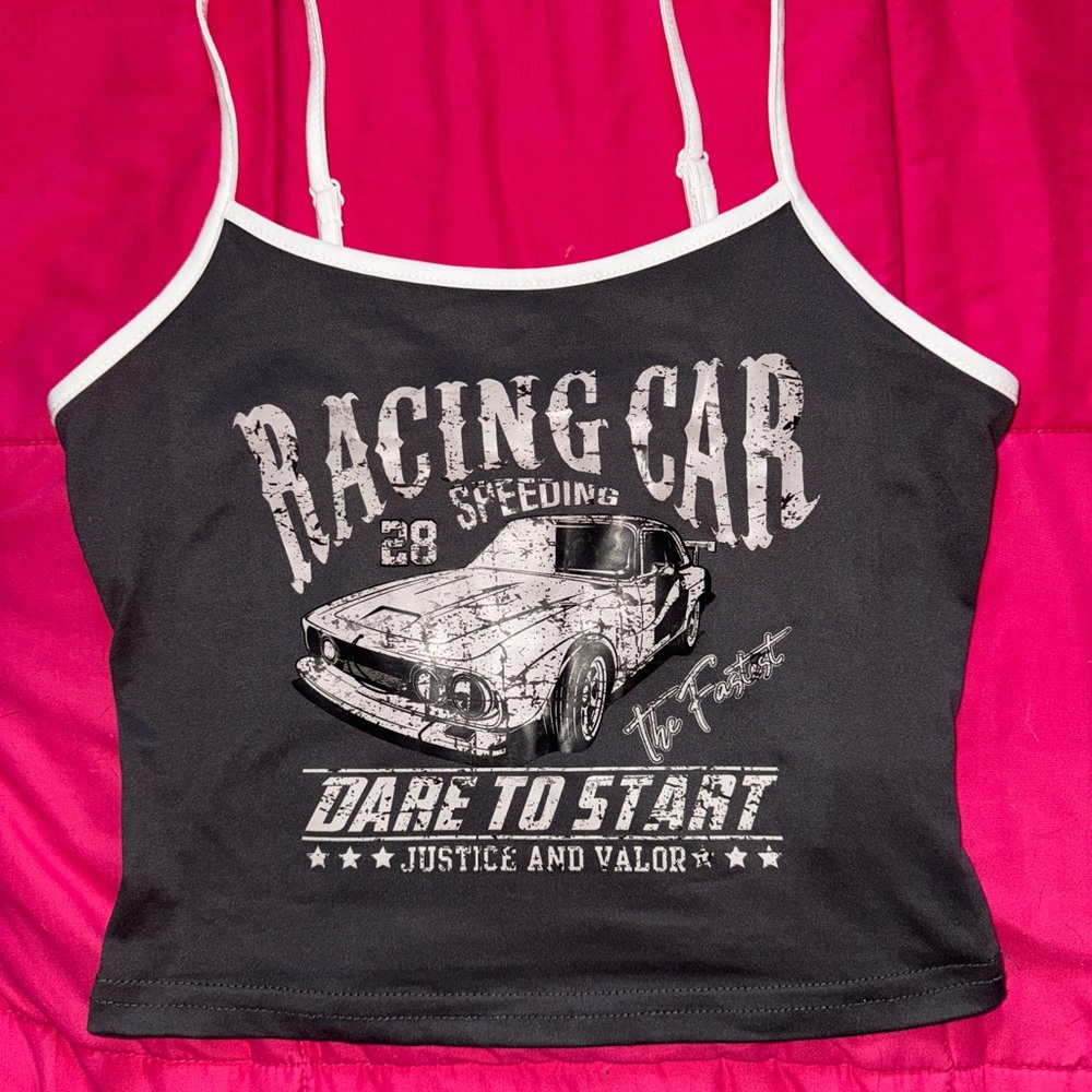 Black Racing Car Graphic Tank Top